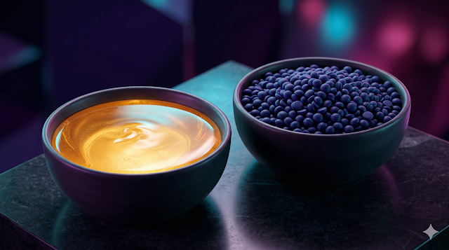Cinematic representation of pure, amber-colored natural sugar wax and premium hard wax beads in a dark luxury spa setting.