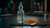 A sleek bottle of BHA exfoliant and premium hard wax beads placed on a dark slate surface, representing the preparation for a first-time wax.